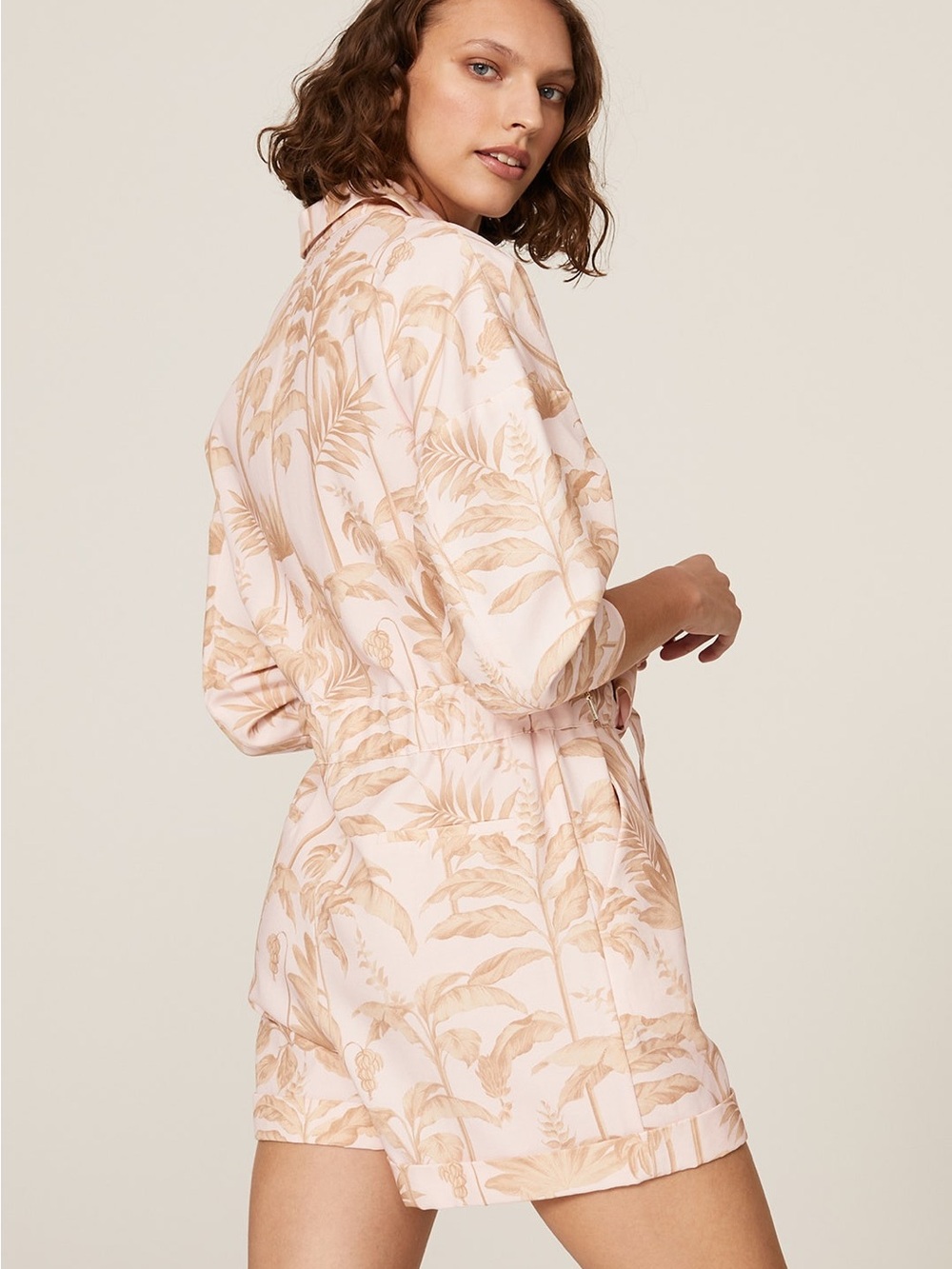 Ted Baker Riiaana Pink Palm Print Utility Romper Flawed 2 - Picture 2 of 5